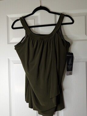 Miraclesuit Ursula One Piece Swimsuit Olive Green Tummy Control US 12DD NWT